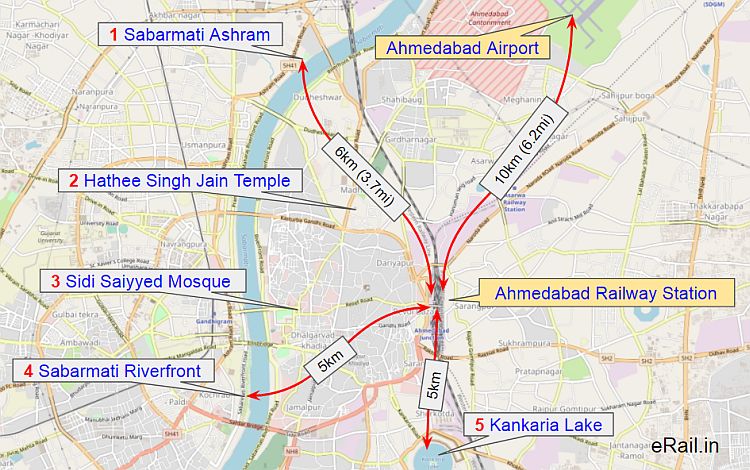 Ahmedabad Airport To Railway Station Distance Map | Zip Code Map